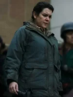 A rugged Melanie Lynskey Coat in a grey tone for a survivalist look.