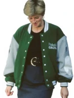 Green and White Princess Diana Philadelphia Eagles Bomber Jacket