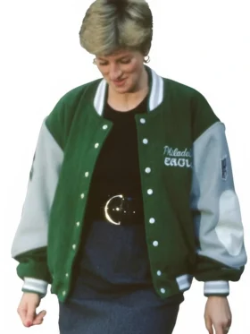 Green and White Princess Diana Philadelphia Eagles Bomber Jacket
