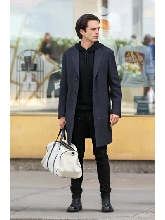 Sharper 2023 Sebastian Stan Gray Wool Coat