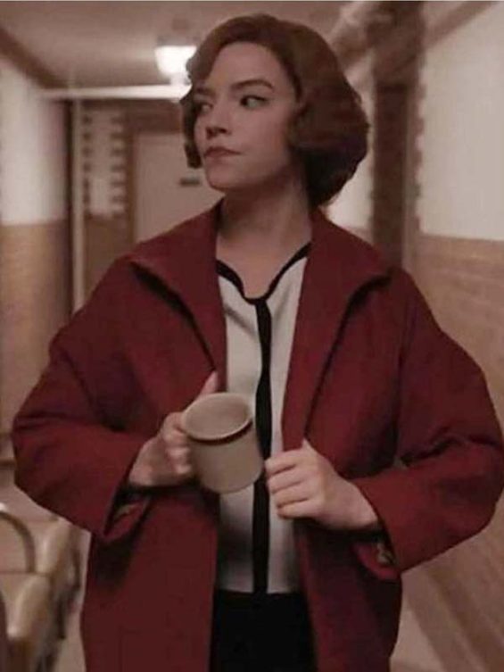 The Queen’s Gambit Anya Taylor-Joy Red Wool Coat