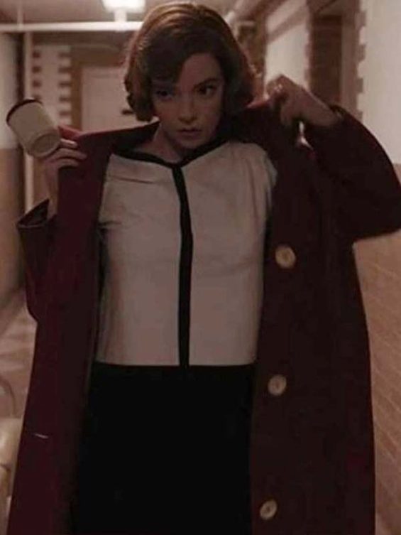 The Queen’s Gambit Anya Taylor-Joy Red Wool Coat