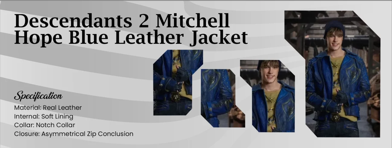 Descendants 2 Mitchell Hope Blue Leather Jacket