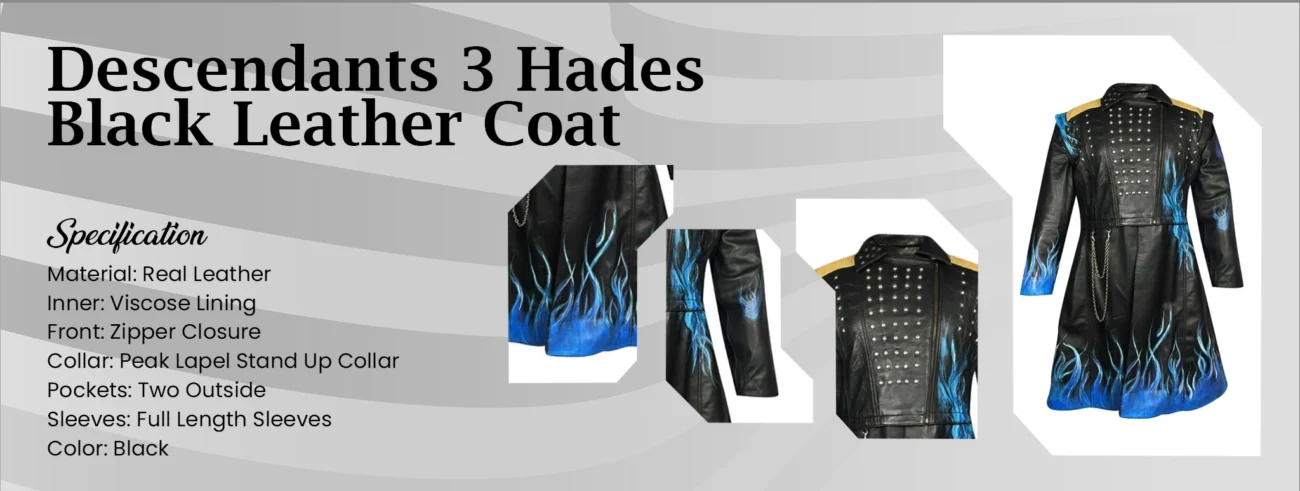 Descendants 3 Hades Black Leather Coat