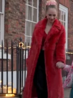 Ted Lasso Keeley Jones Juno Red Vegan Fur Coat
