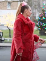 Ted Lasso Keeley Jones Juno Red Vegan Fur Coat