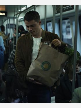 Gabriel Basso The Night Agent Peter Sutherland Brown Suede Bomber Jacket