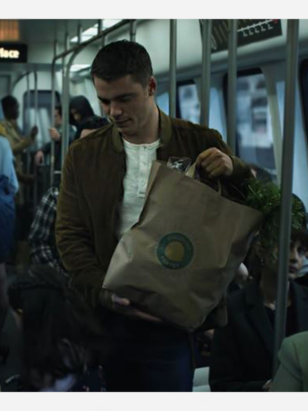 Gabriel Basso The Night Agent Peter Sutherland Brown Suede Bomber Jacket