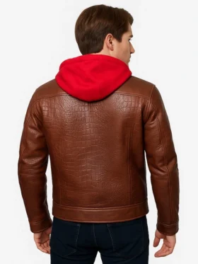 Jason Todd Red Hood Brown Leather Jacket – Back View