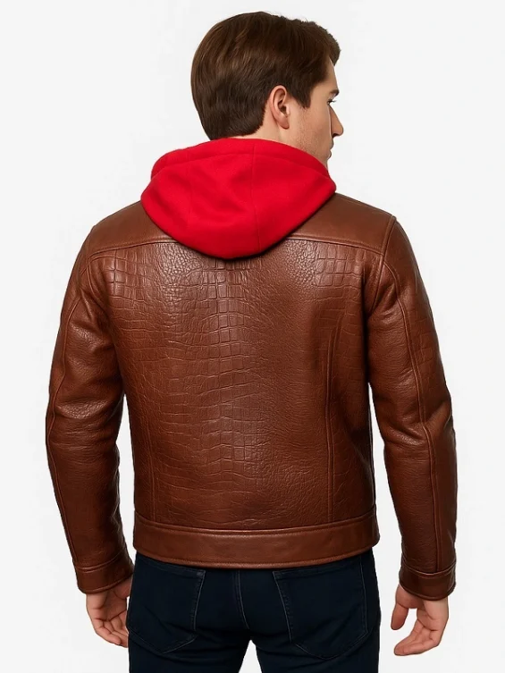 Jason Todd Red Hood Brown Leather Jacket – Back View