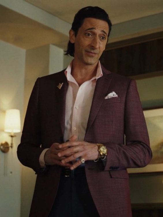 Poker Face 2023 Adrien Brody Maroon Blazer