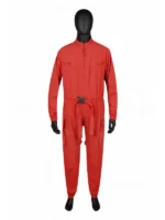 A high-fidelity display of a bold hooded jumpsuit and puffer-style ensemble inspired by the 2023 halftime show.