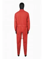 A professional studio shot of a full-length jumpsuit featuring industrial-grade stitching and a soft interior lining.