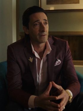 Poker Face 2023 Adrien Brody Maroon Blazer