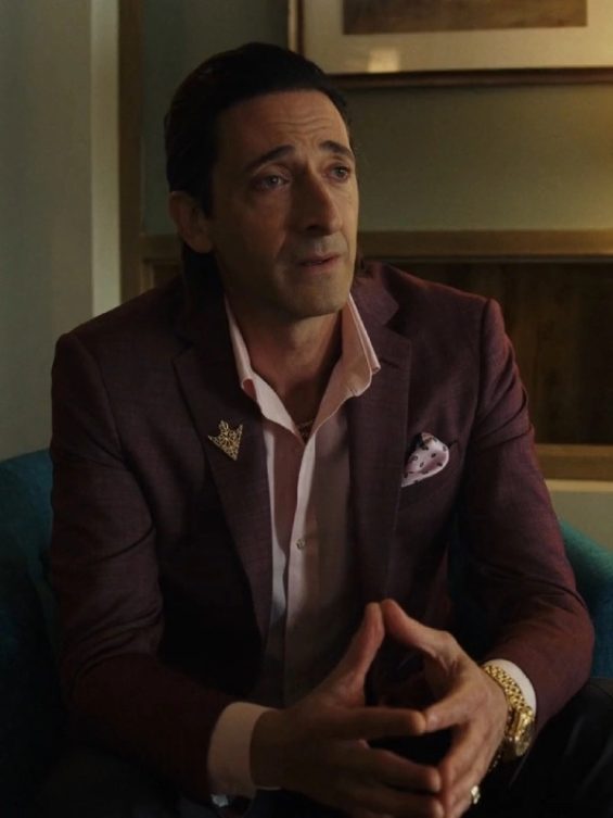 Poker Face 2023 Adrien Brody Maroon Blazer