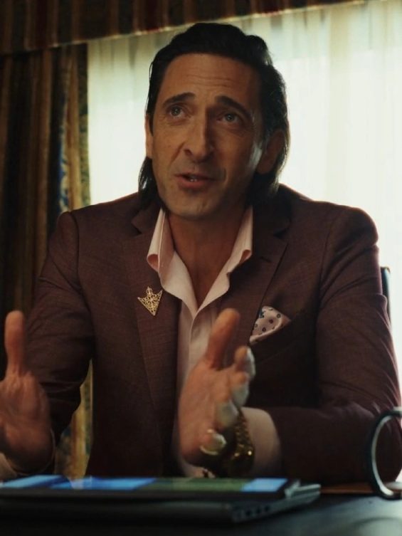 Poker Face 2023 Adrien Brody Maroon Blazer