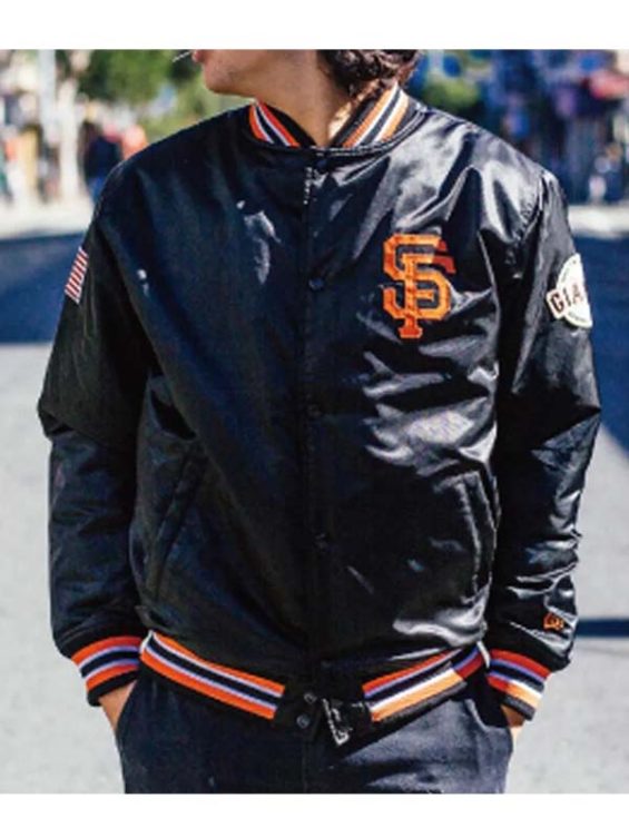 American Flag San Francisco Giants Black Bomber Jacket
