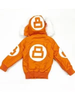 8 Ball Orange Fur Hooded Leather Parka Jacket