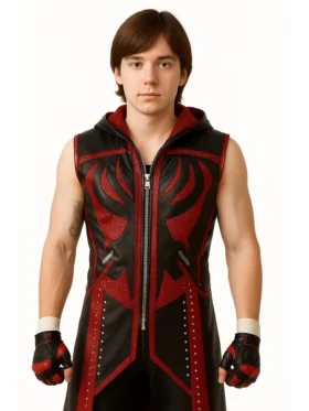 All Elite Wrestling Dustin Rhodes Red & Black Hooded Coat