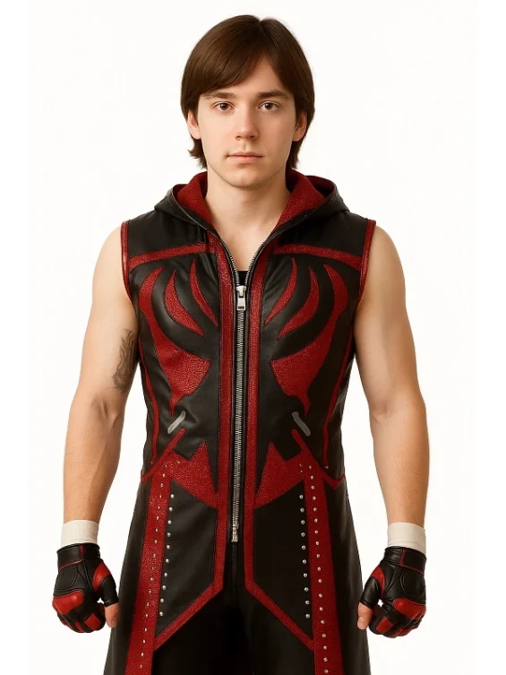 All Elite Wrestling Dustin Rhodes Red & Black Hooded Coat