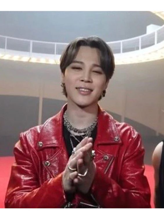 Jimin Red Leather Jacket