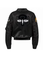 Battletech Mechwarrior Flight Bomber Satin Jacket in Black - Back View