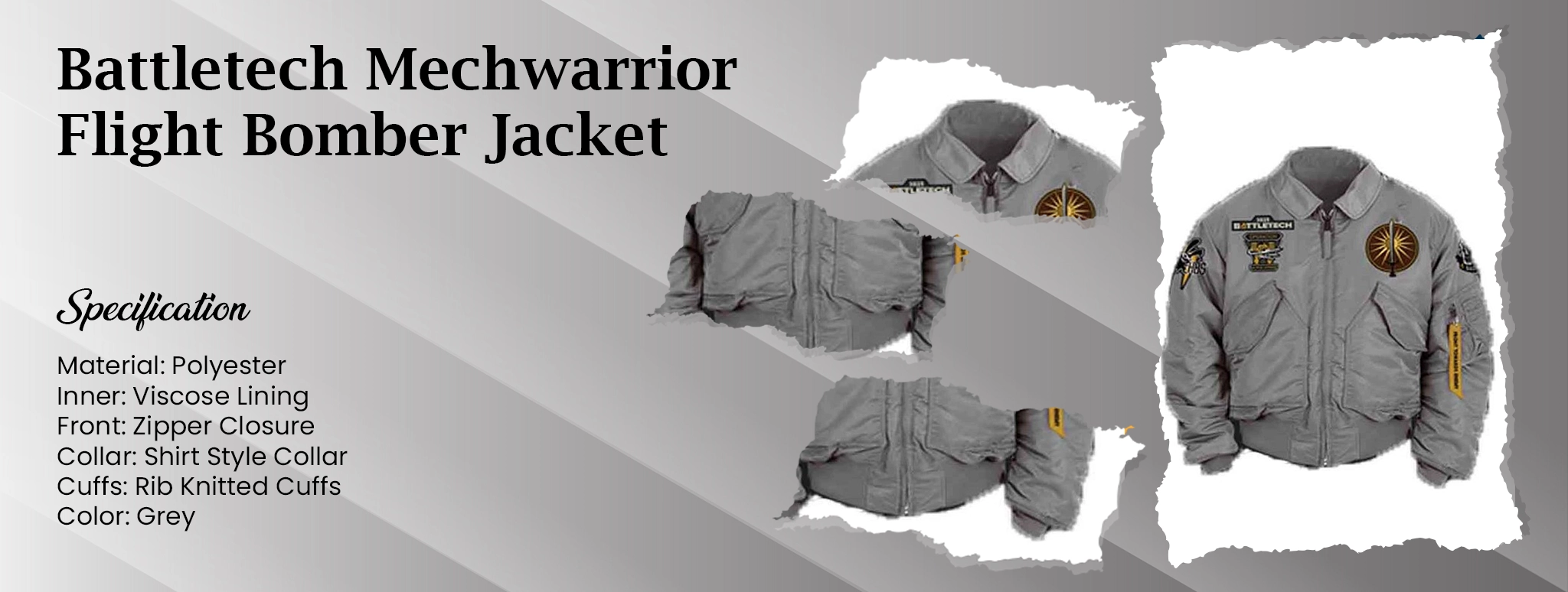 Battletech Mechwarrior Flight Bomber Satin Jacket - Infographic Detailing Features