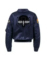 Battletech Mechwarrior Flight Bomber Satin Jacket in Navy Blue - Back View