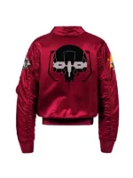 Battletech Mechwarrior Flight Bomber Satin Jacket in Red - Back View