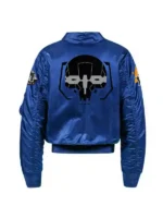 Battletech Mechwarrior Flight Bomber Satin Jacket in Royal Blue - Back View