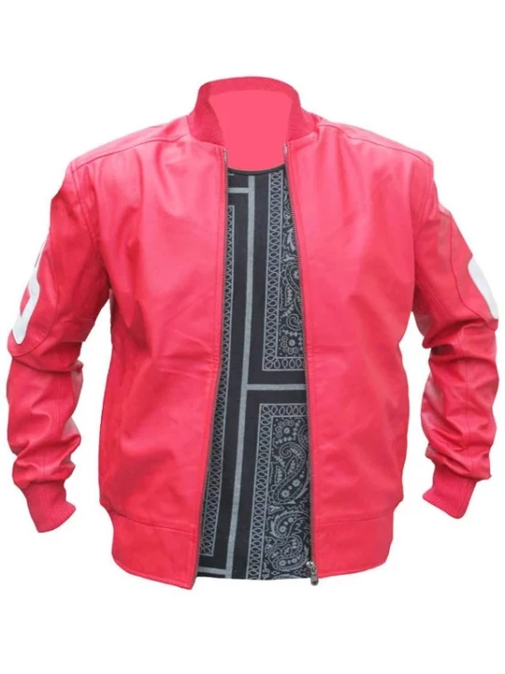 8 Ball Pink Bomber Leather Jacket