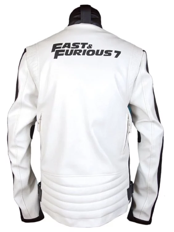 Fast and Furious 7 Vin Diesel Leather Biker Jacket White