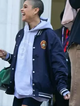 Julien Calloway Gossip Girl 2021 Jordan Alexander Blue Bomber Jacket