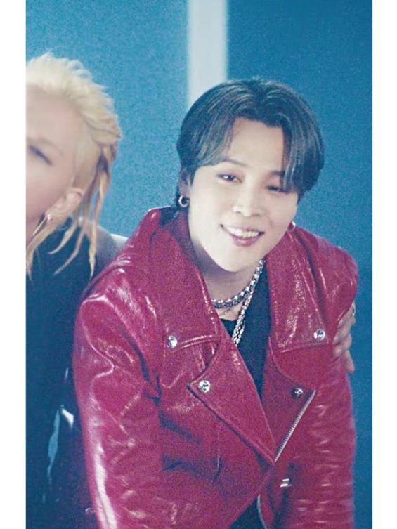 Jimin Red Leather Jacket