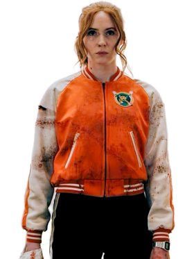 Karen Gillan Eva Orange Bomber Gunpowder Milkshake Jacket