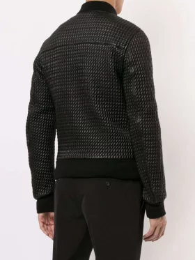 Textured Bomber Leather Jacket Mens