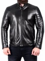 Men’s Black Padded Leather Biker Jacket