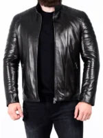 Men’s Black Padded Leather Biker Jacket