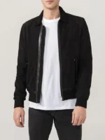 Mens-Black-Suede-Bomber-Jacket