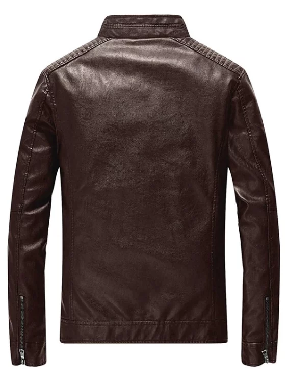 Men’s Slim Brown Biker Leather Jacket