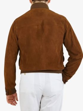Men’s Suede Leather Bomber Jacket