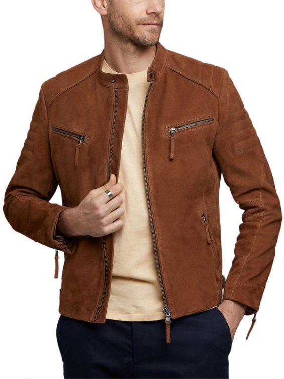 Men’s Express Genuine Suede Biker Leather Jacket