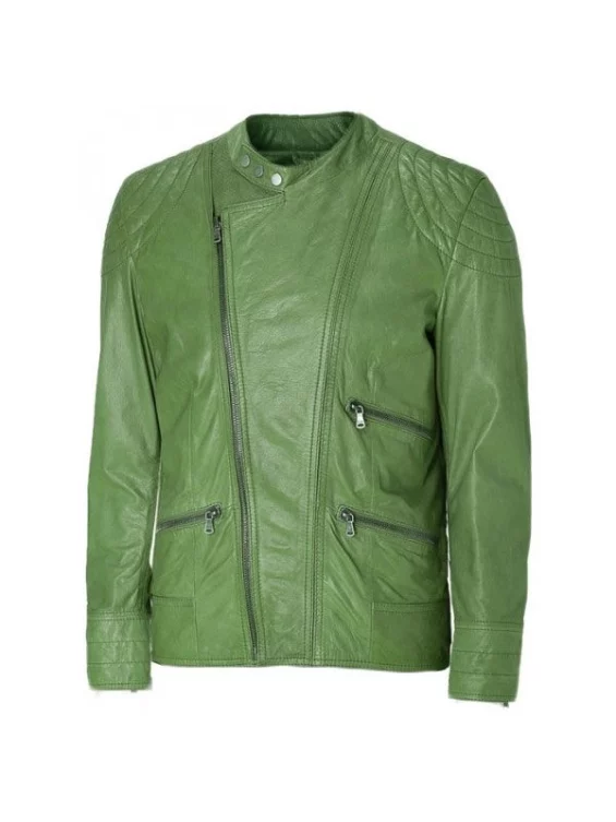 Men’s Green Biker Leather Jacket