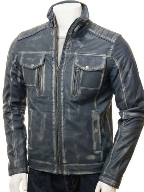 Men’s Leather Biker Waxed Jacket