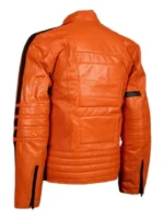 Men’s Orange Biker Style Leather Jacket