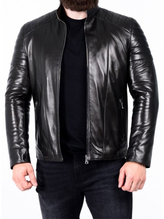 Men’s Padded Leather Biker Jacket