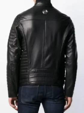 Men’s Padded Sleeves Biker Leather Jacket