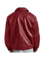 Men’s Red Leather Bomber Jacket