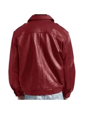Men’s Red Leather Bomber Jacket