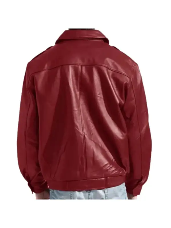 Men’s Red Leather Bomber Jacket